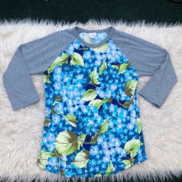 LuLaRoe Hawaiian Floral Randy Baseball Tee - Picture 4 of 7